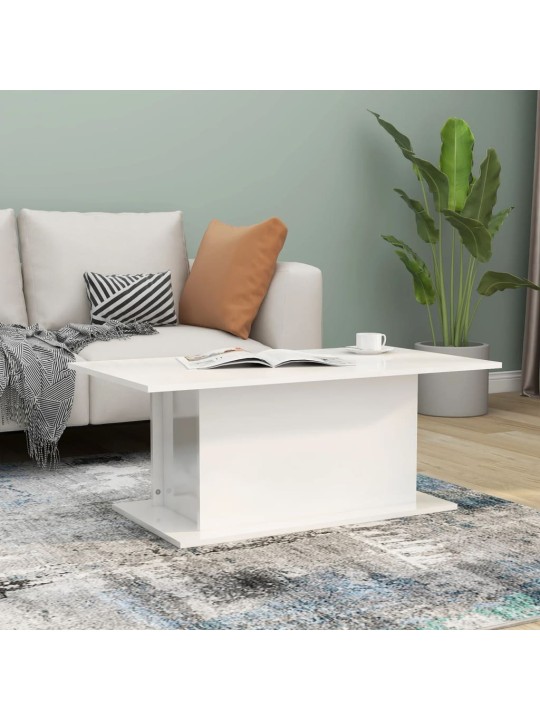 Konferenční stolek bílý lesklý 102x55,5x40 cm kompozitní dřevo