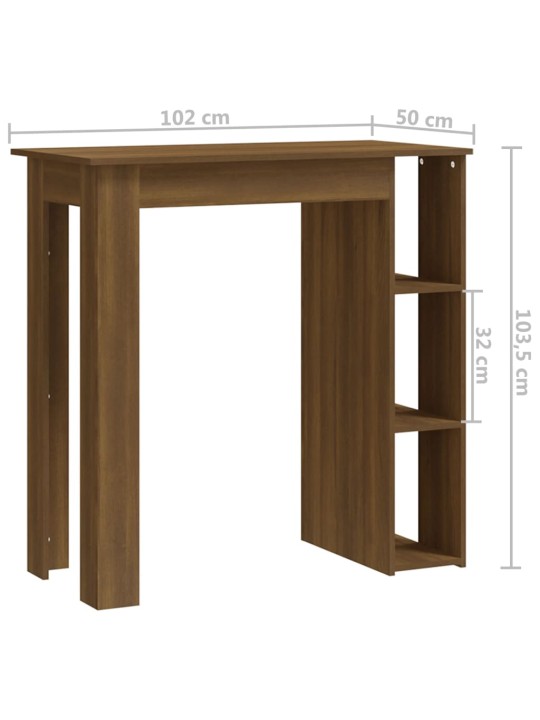 Barový stůl s regálem hnědý dub 102 x 50 x 103,5 cm kompozit