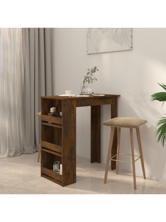 Barový stůl s úložným regálem kouřový dub 102 x 50 x 103,5 cm