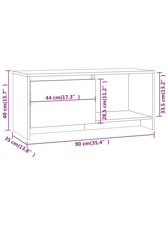 TV skříňka kouřový dub 90 x 35 x 40 cm kompozitní dřevo