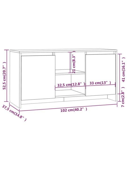 TV skříňka šedá sonoma 102 x 37,5 x 52,5 cm kompozitní dřevo