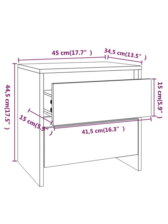 Noční stolky 2 ks kouřový dub 45x34,5x44,5 cm kompozitní dřevo