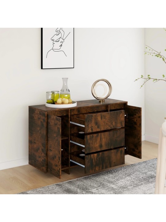 Příborník se 3 zásuvkami kouřový dub 120 x 41 x 75 cm kompozit