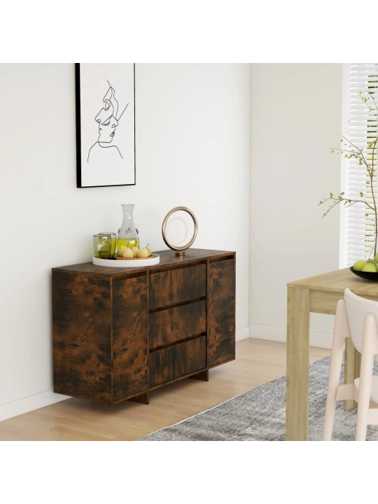 Příborník se 3 zásuvkami kouřový dub 120 x 41 x 75 cm kompozit