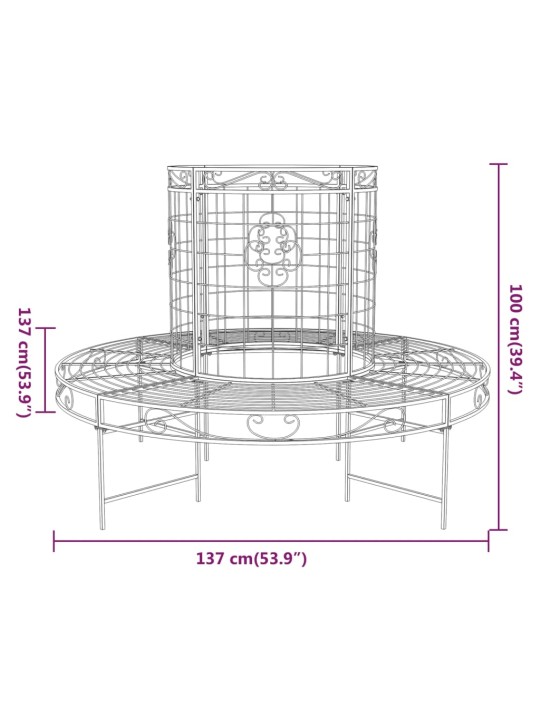 Kruhová lavice kolem stromu Ø 137 cm černá ocel