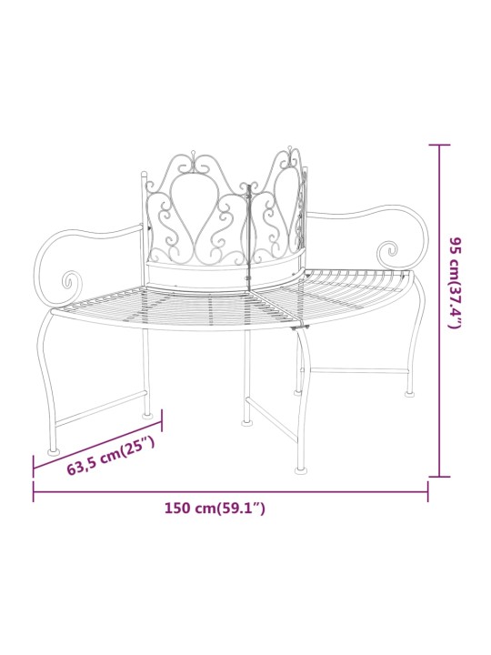 Lavice kolem stromu 150 cm černá ocel