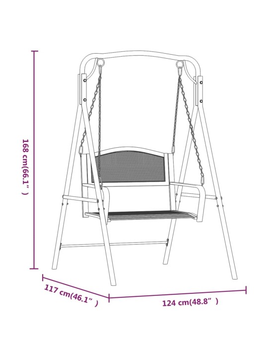 Zahradní houpačka 124 cm černá ocel