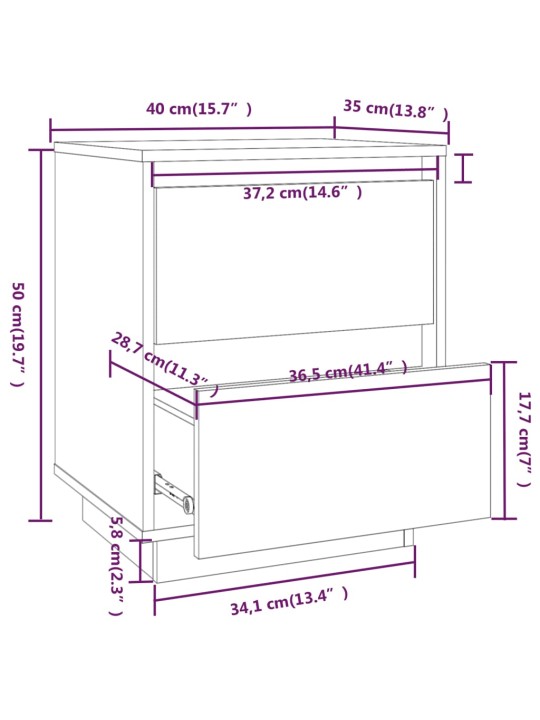 Noční stolky 2 ks 40 x 35 x 50 cm masivní borové dřevo