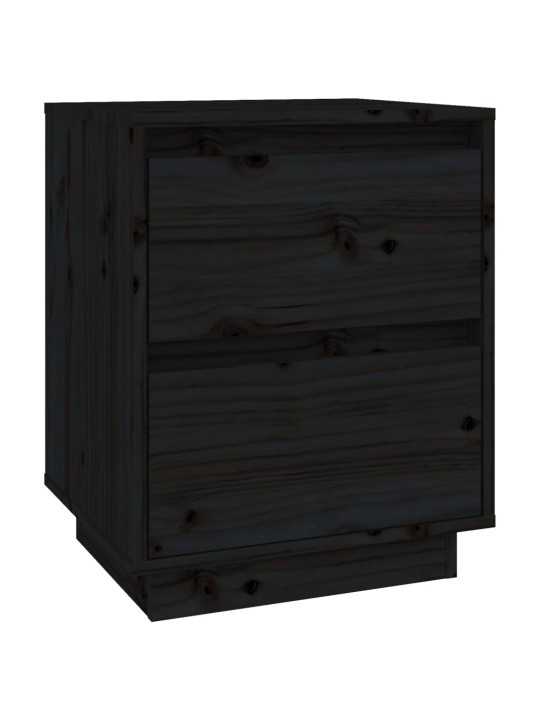 Noční stolky 2 ks černé 40 x 35 x 50 cm masivní borové dřevo