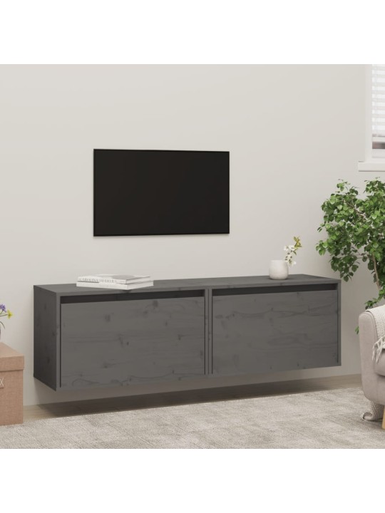 Nástěnné skříňky 2 ks šedé 60 x 30 x 35 cm masivní borové dřevo