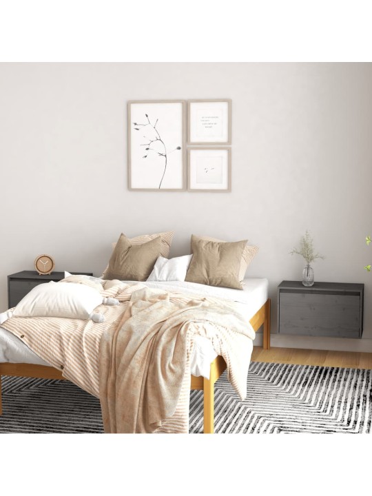 Nástěnné skříňky 2 ks šedé 60 x 30 x 35 cm masivní borové dřevo