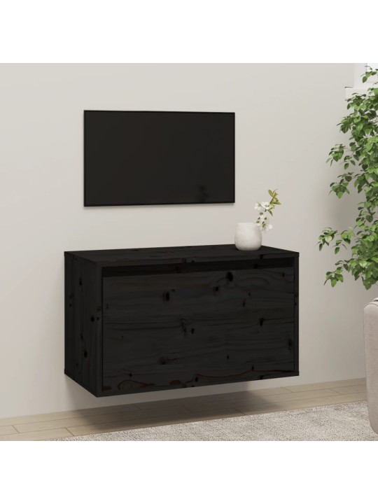 Nástěnná skříňka černá 60 x 30 x 35 cm masivní borové dřevo