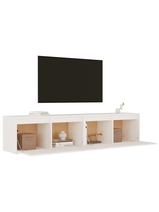 Nástěnné skříňky 2 ks bílé 80 x 30 x 35 cm masivní borové dřevo