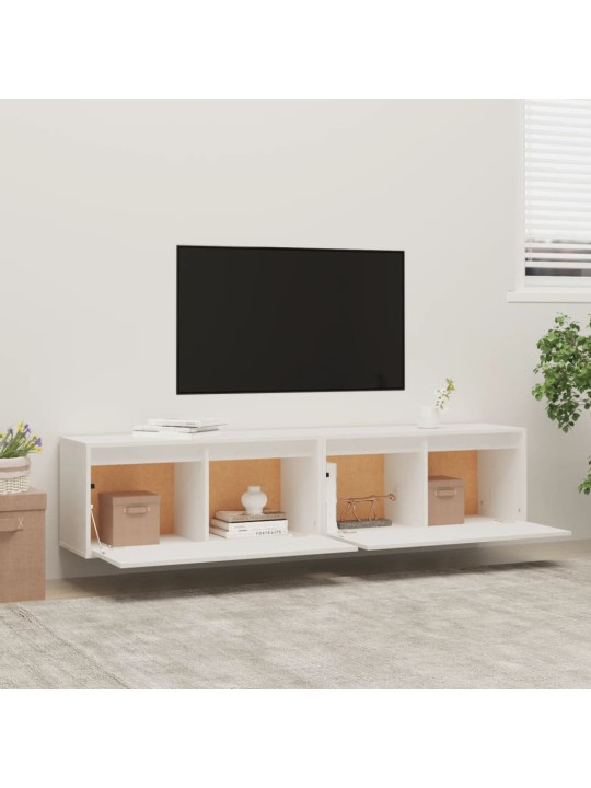 Nástěnné skříňky 2 ks bílé 80 x 30 x 35 cm masivní borové dřevo