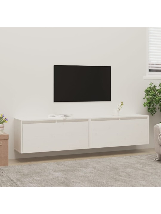 Nástěnné skříňky 2 ks bílé 80 x 30 x 35 cm masivní borové dřevo