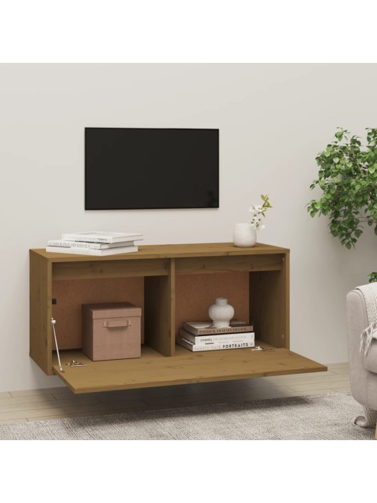 Nástěnná skříňka medově hnědá 80x30x35 cm masivní borové dřevo