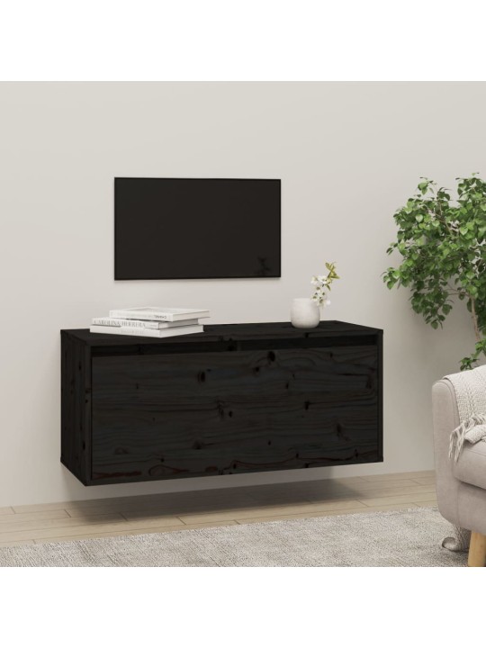 Nástěnná skříňka černá 80 x 30 x 35 cm masivní borové dřevo