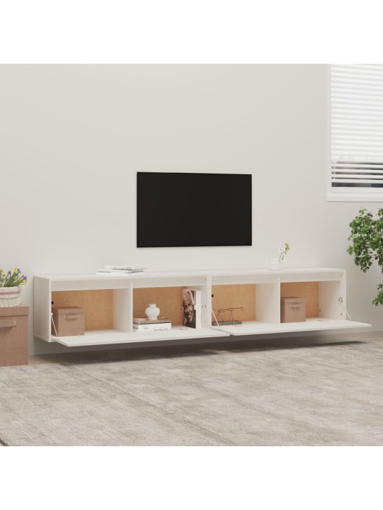 Nástěnné skříňky 2 ks bílé 100x30x35 cm masivní borové dřevo
