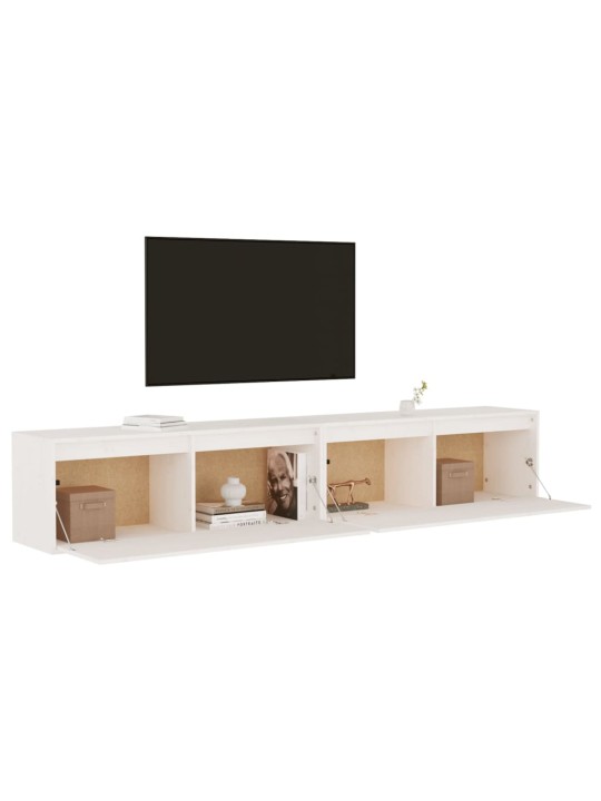 Nástěnné skříňky 2 ks bílé 100x30x35 cm masivní borové dřevo