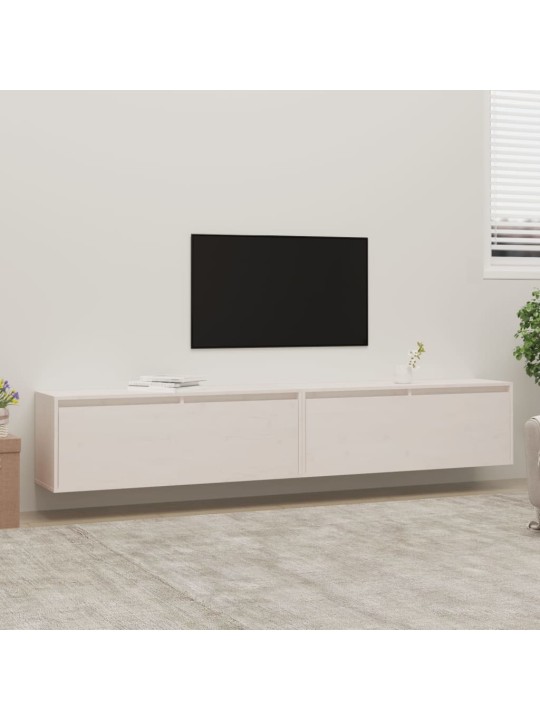 Nástěnné skříňky 2 ks bílé 100x30x35 cm masivní borové dřevo