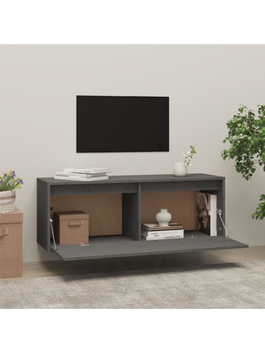 Nástěnná skříňka šedá 100 x 30 x 35 cm masivní borové dřevo