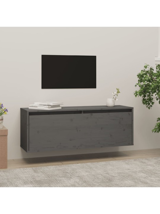 Nástěnná skříňka šedá 100 x 30 x 35 cm masivní borové dřevo