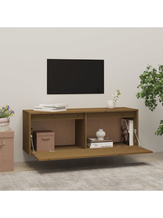 Nástěnná skříňka medově hnědá 100 x 30 x 35 cm masivní borovice
