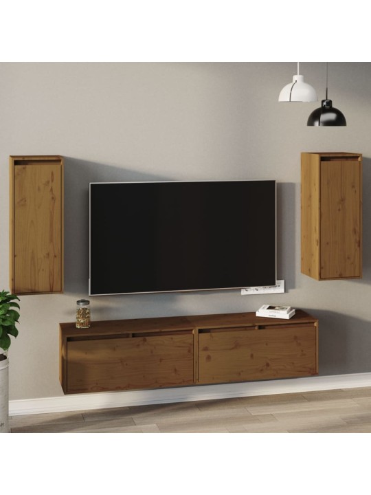 Nástěnné skříňky 2 ks medově hnědé 30x30x80 cm masivní borovice