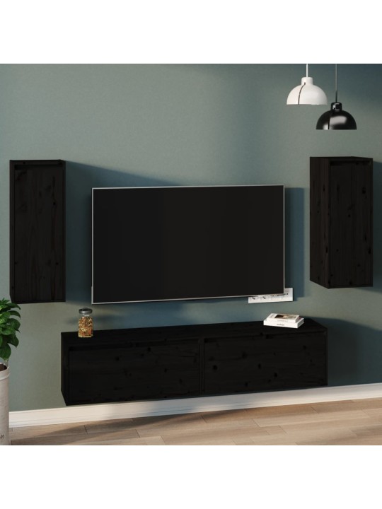 Nástěnné skříňky 2 ks černé 30 x 30 x 80 cm masivní borovice
