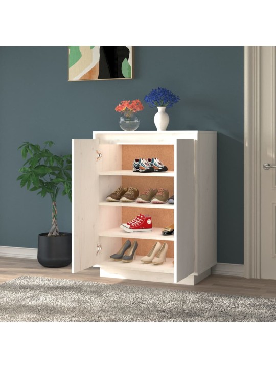Botník bílý 60 x 35 x 80 cm masivní borové dřevo