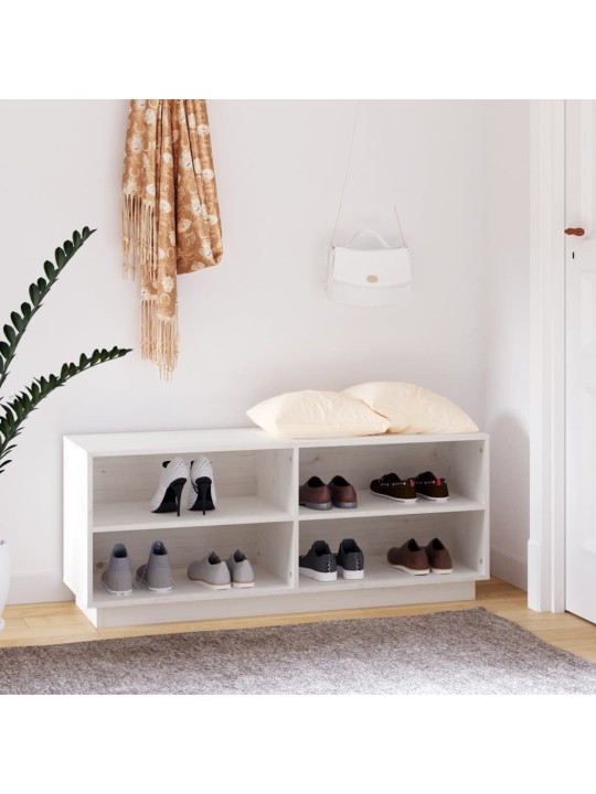 Botník bílý 110 x 34 x 45 cm masivní borové dřevo