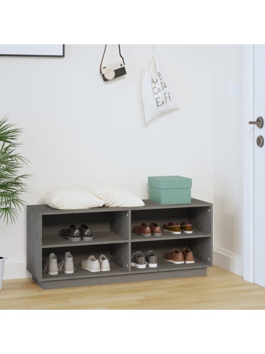 Botník šedý 110 x 34 x 45 cm masivní borové dřevo