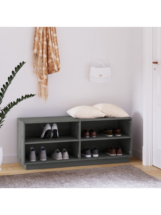 Botník šedý 110 x 34 x 45 cm masivní borové dřevo