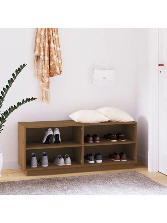 Botník medově hnědý 110 x 34 x 45 cm masivní borové dřevo