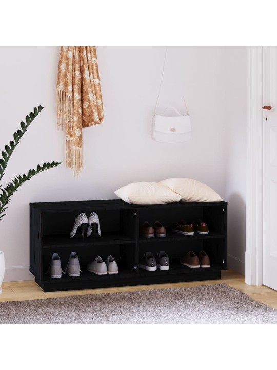Botník černý 110 x 34 x 45 cm masivní borové dřevo