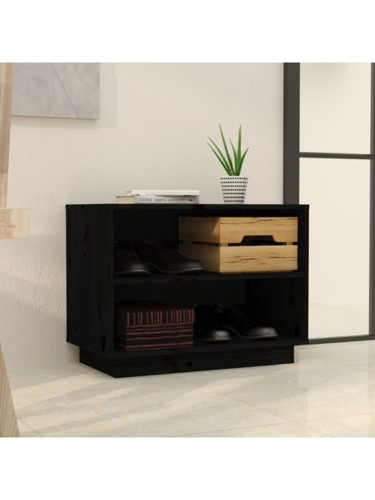 Botník černý 60 x 34 x 45 cm masivní borové dřevo