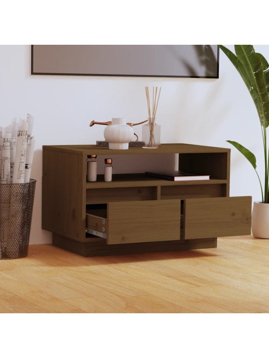 TV skříňka medově hnědá 60 x 35 x 37 cm masivní borové dřevo
