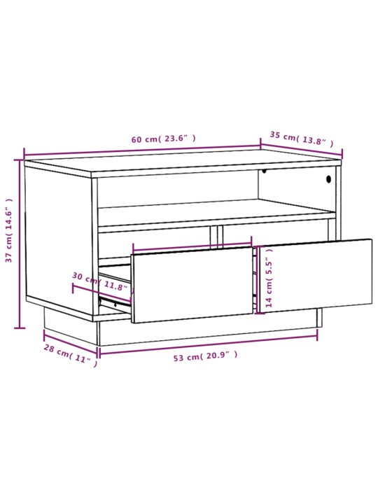 TV skříňka medově hnědá 60 x 35 x 37 cm masivní borové dřevo