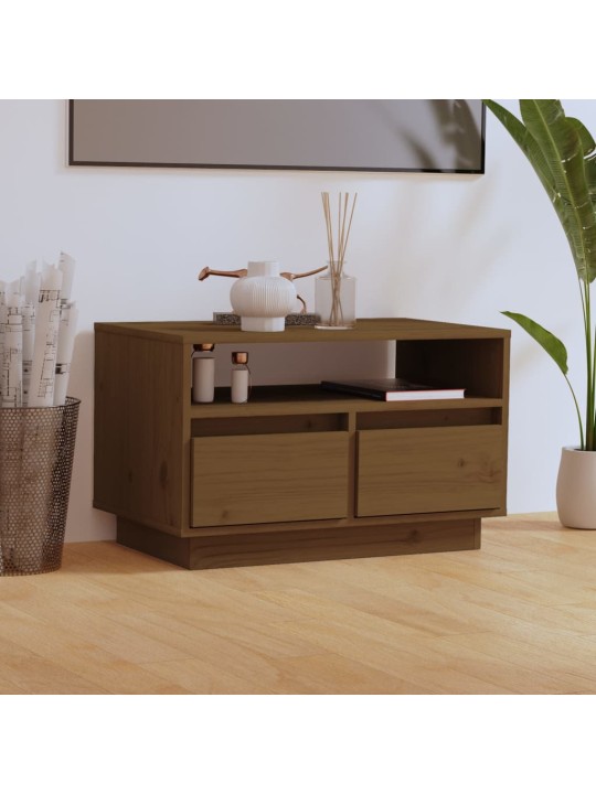 TV skříňka medově hnědá 60 x 35 x 37 cm masivní borové dřevo