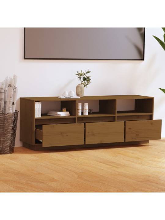 TV skříňka medově hnědá 140 x 37 x 50 cm masivní borové dřevo