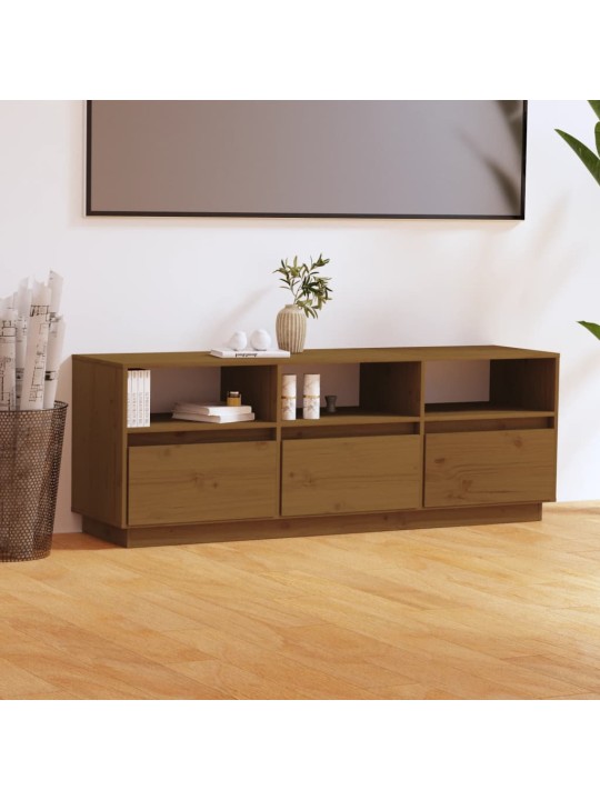 TV skříňka medově hnědá 140 x 37 x 50 cm masivní borové dřevo
