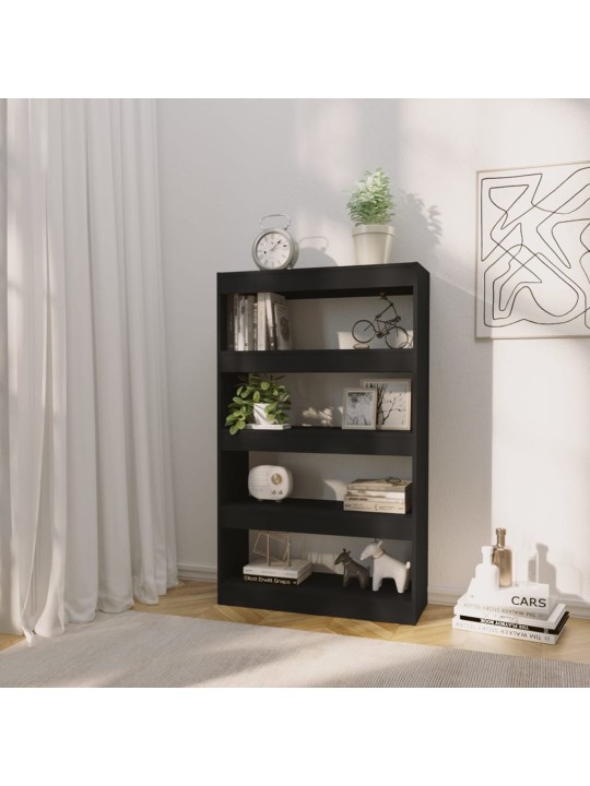 Knihovna / dělicí stěna černá 80 x 30 x 135 cm kompozitní dřevo