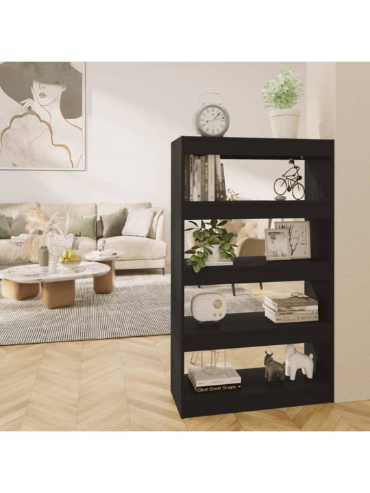 Knihovna / dělicí stěna černá 80 x 30 x 135 cm kompozitní dřevo
