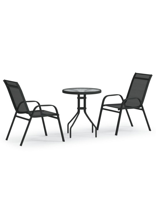 3dílný zahradní bistro set černý