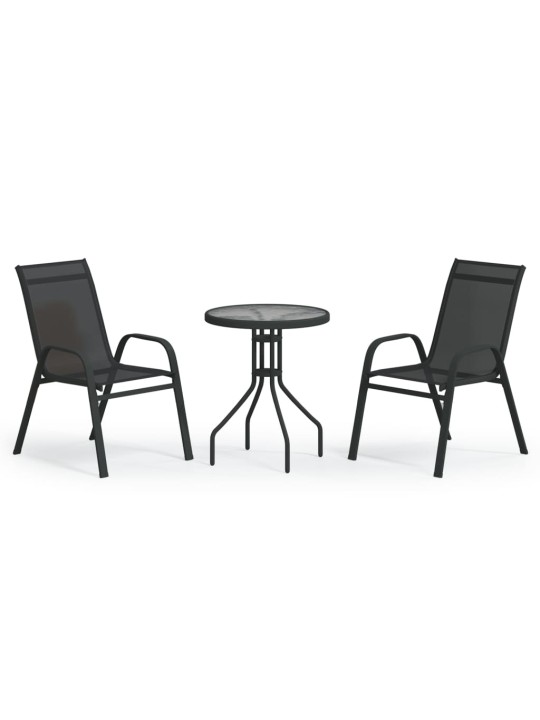 3dílný zahradní bistro set černý