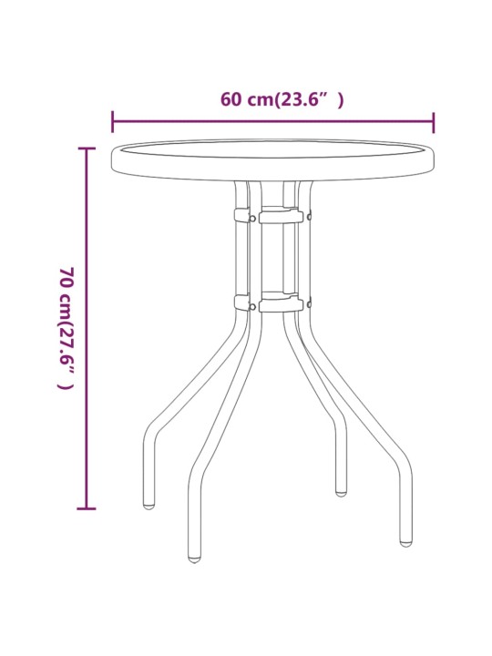 3dílný zahradní bistro set černý