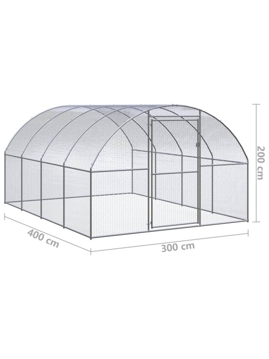 Venkovní klec pro kuřata 3 x 4 x 2 m pozinkovaná ocel