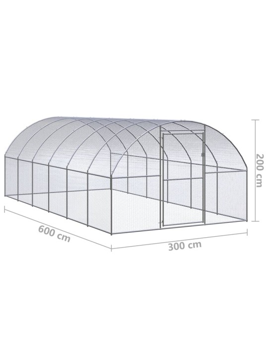 Venkovní klec pro kuřata 3 x 6 x 2 m pozinkovaná ocel