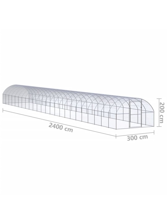 Venkovní klec pro kuřata 3 x 24 x 2 m pozinkovaná ocel