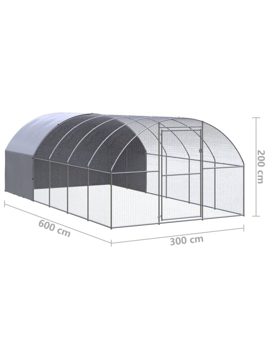 Venkovní klec pro kuřata 3 x 6 x 2 m pozinkovaná ocel
